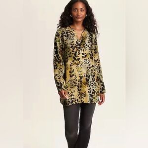 J JILL PRINTED A LINE MULTI COLORED TUNIC BLOUSE SIZE MEDIUM NWT!